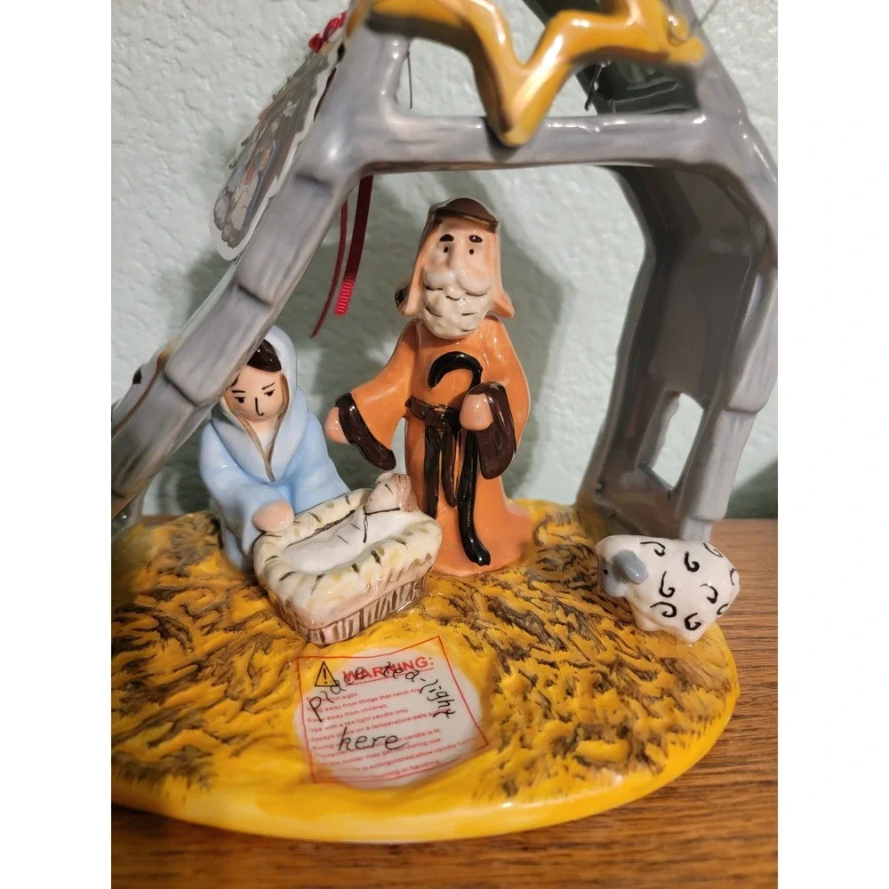 Blue Sky Clayworks 2009  Christmas Nativity Tea‎ Light Candle Holder 8